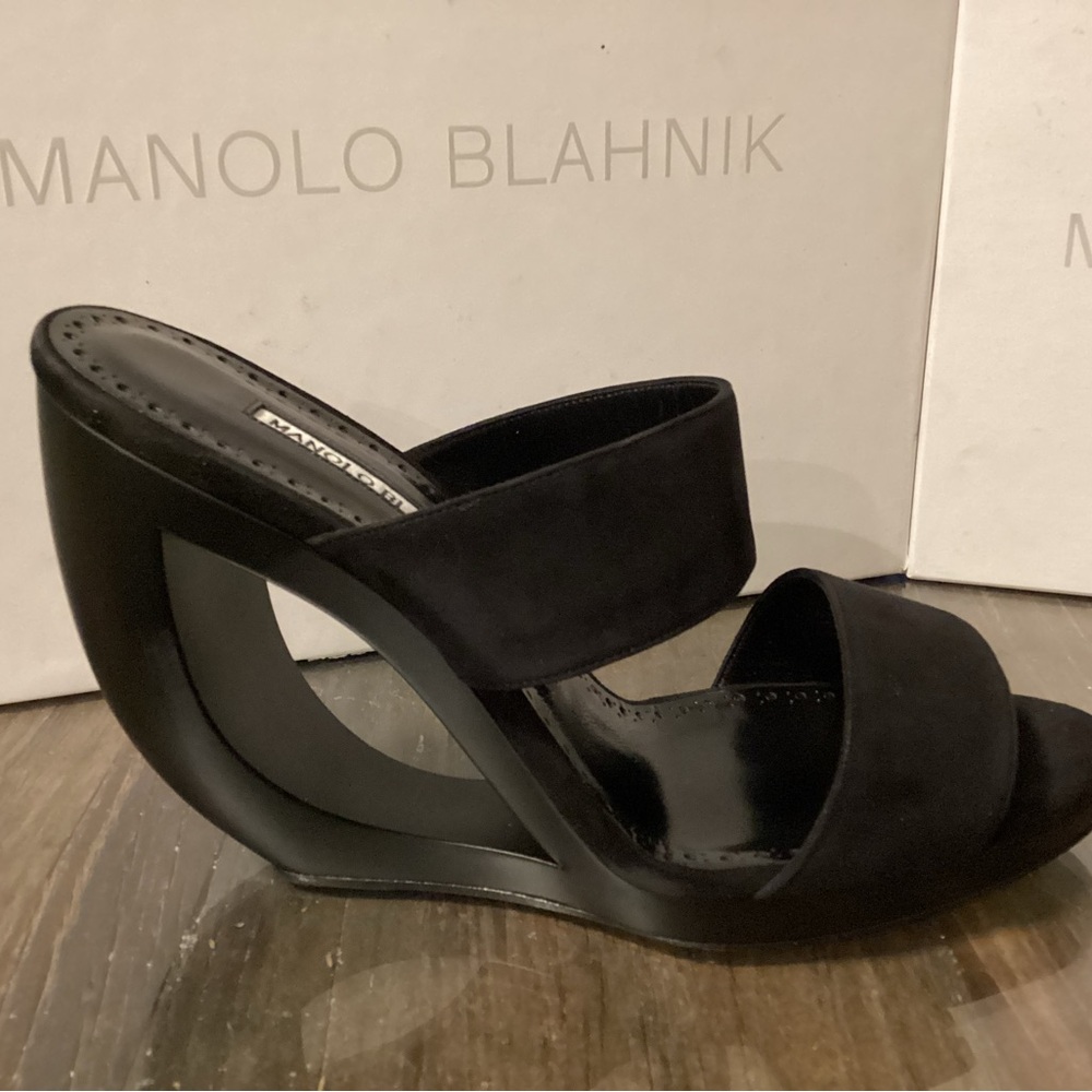 NEW Manolo Blahnik Black Wedges